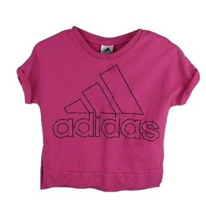 ADIDAS cropped Short Sleeve sweatshirt  magenta pink girls Women's size Large 14